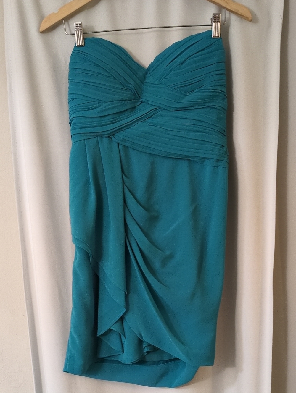 Minuet Teal Strapless Ruched Mini Dress